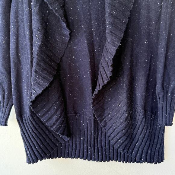 Talbots Navy Blue Speckled Ribbed open cardigan sweater size 1X/P - Picture 4 of 10